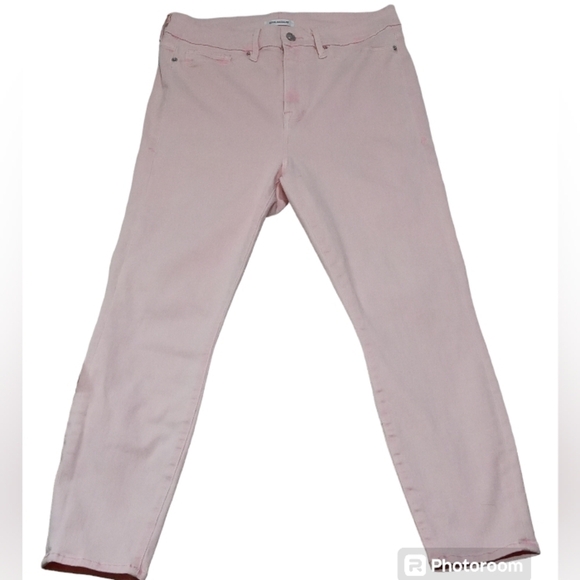 Good American Pink Crop Skinny Jeans High Rise Stretch Soft Pastel Size 15 - Picture 2 of 8